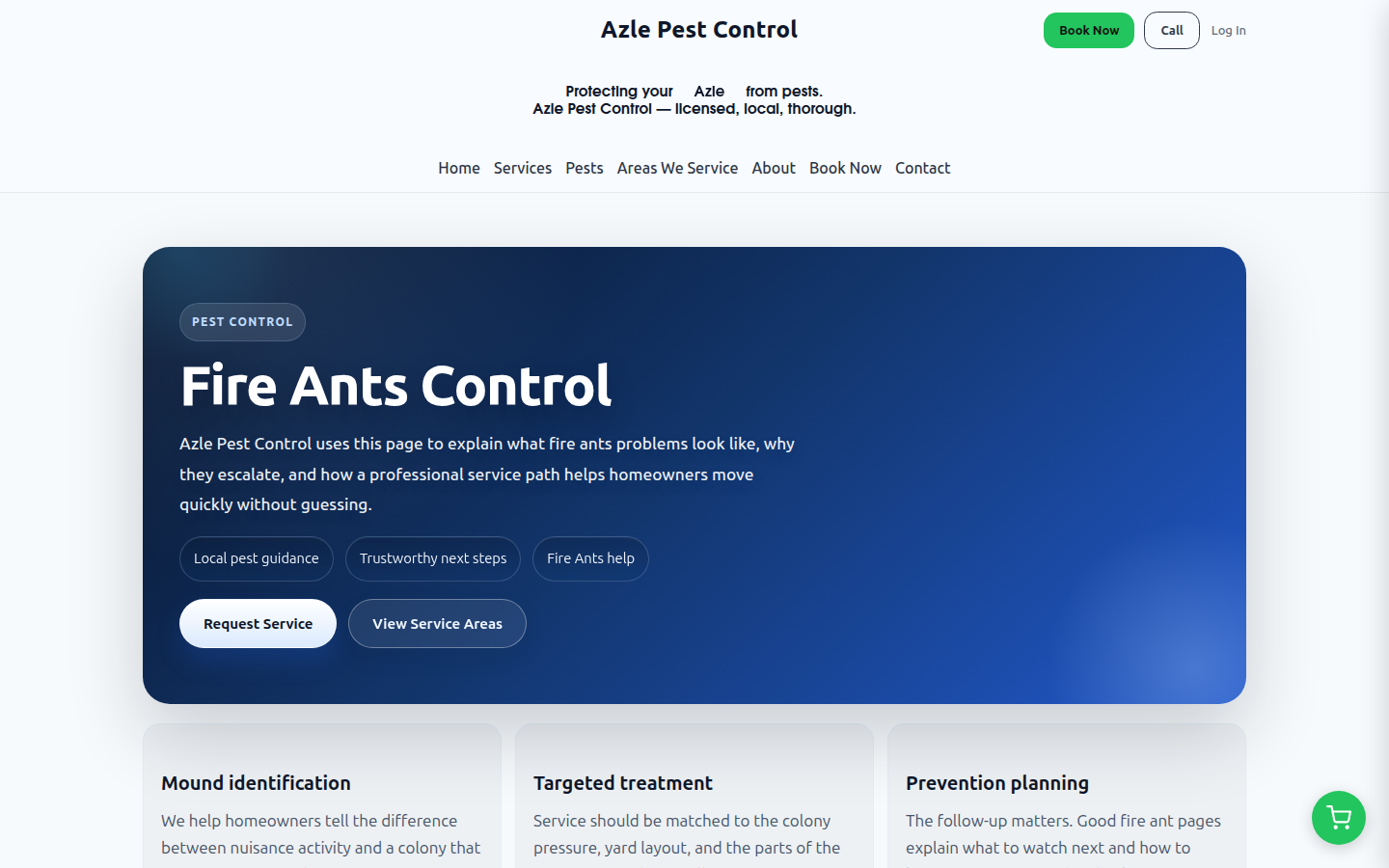 Azle Pest Control desktop feature