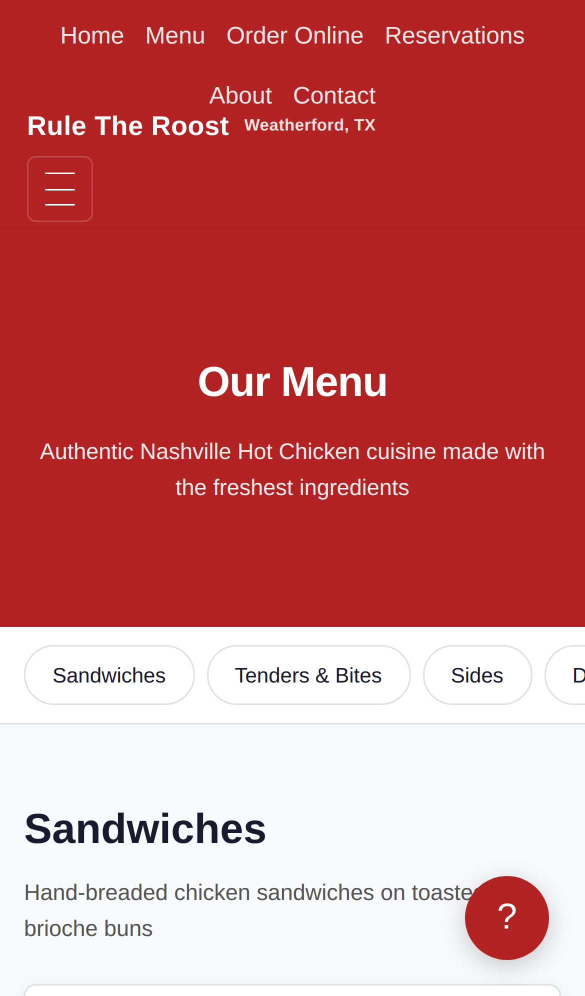 Restaurant Demo mobile feature
