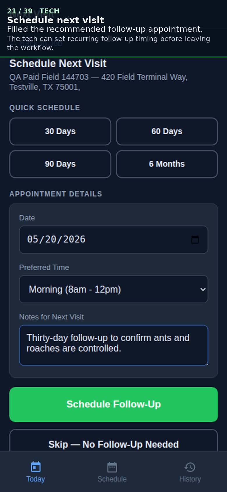 Mobile pest control workflow walkthrough preview